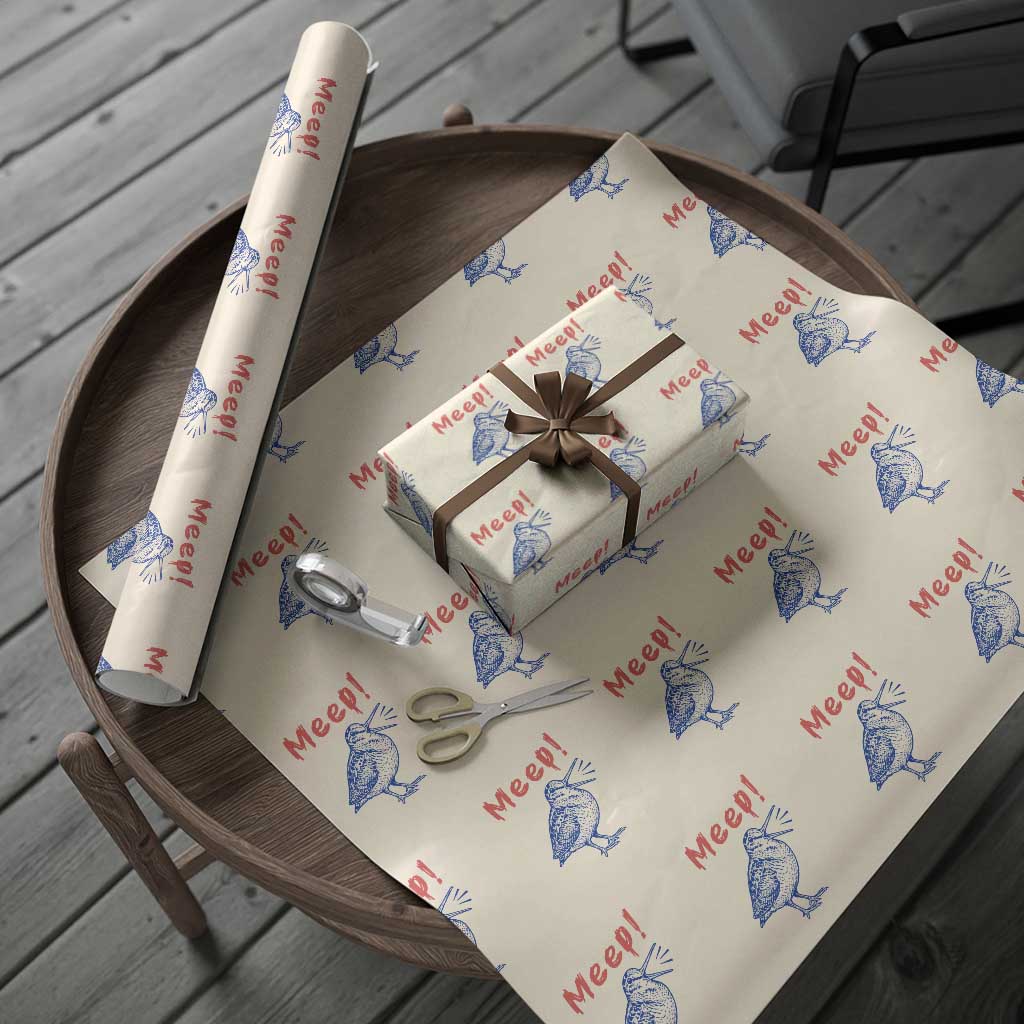 Meep Woodcock Wrapping Paper Roll Cute Bird Meme TS14 Beige Print Your Wear