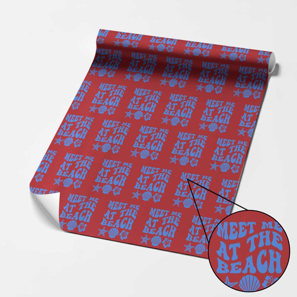 Meet Me At The Beach Wrapping Paper Roll Tropical Summer Vacation Graphic