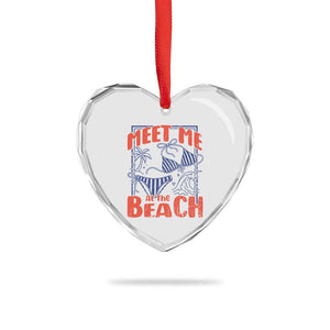 Meet Me At The Beach Heart Crystal Glass Ornament Summer Girls Trip Bikini Lover Gift