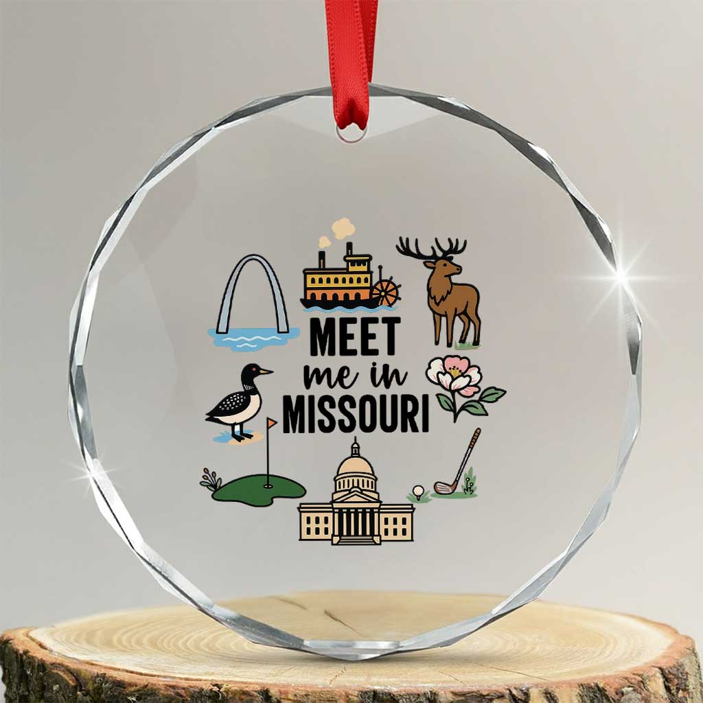 Meet Me in Missouri State Map Souvenir Crystal Glass Ornament TS14 Transparent Glass 3'' Circle Print Your Wear