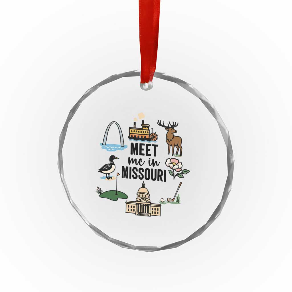 Meet Me in Missouri State Map Souvenir Crystal Glass Ornament