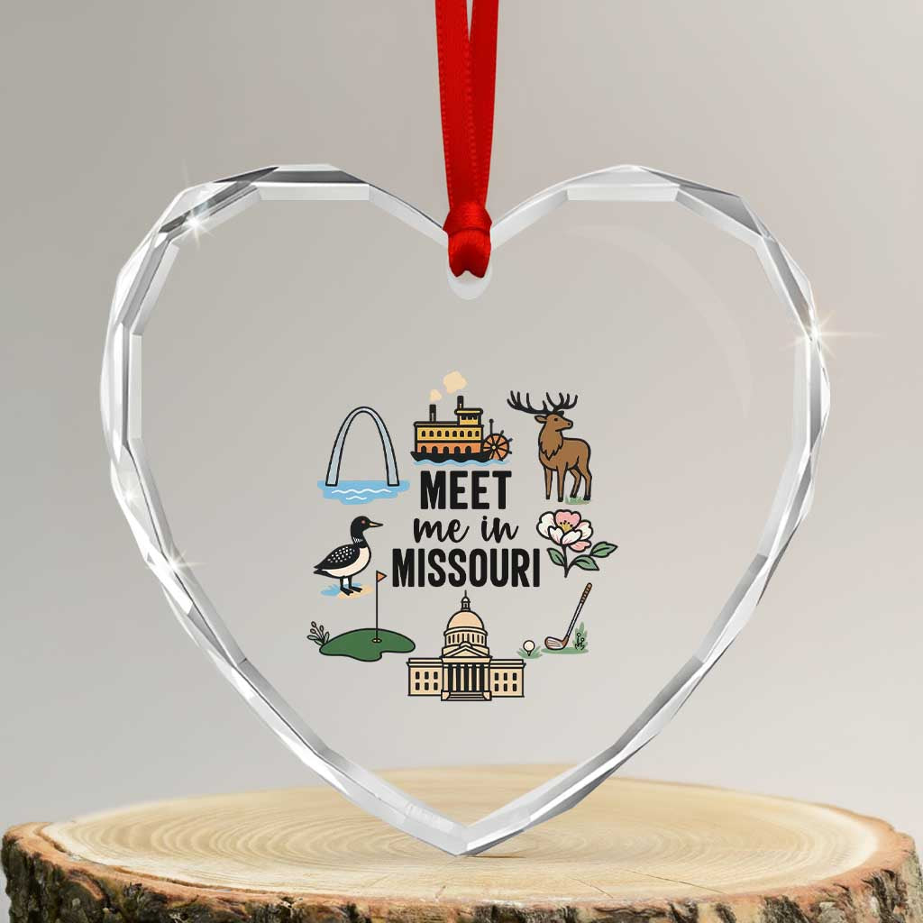 Meet Me in Missouri State Map Souvenir Heart Crystal Glass Ornament TS14 Transparent Glass 3'' Heart Print Your Wear