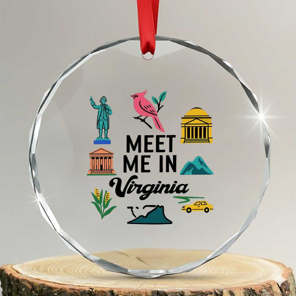 Meet Me in Virginia Crystal Glass Ornament Travel Souvenir East Coast State Pride TS14 Transparent Glass 3'' Circle Print Your Wear