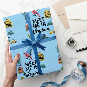 Meet Me in Virginia Wrapping Paper Roll Travel Souvenir East Coast State Pride TS14 Light Blue Print Your Wear