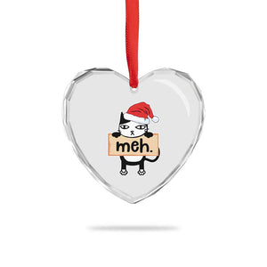 Meh Black Cat Sarcastic Funny Xmas Heart Crystal Glass Ornament TS09 Print Your Wear