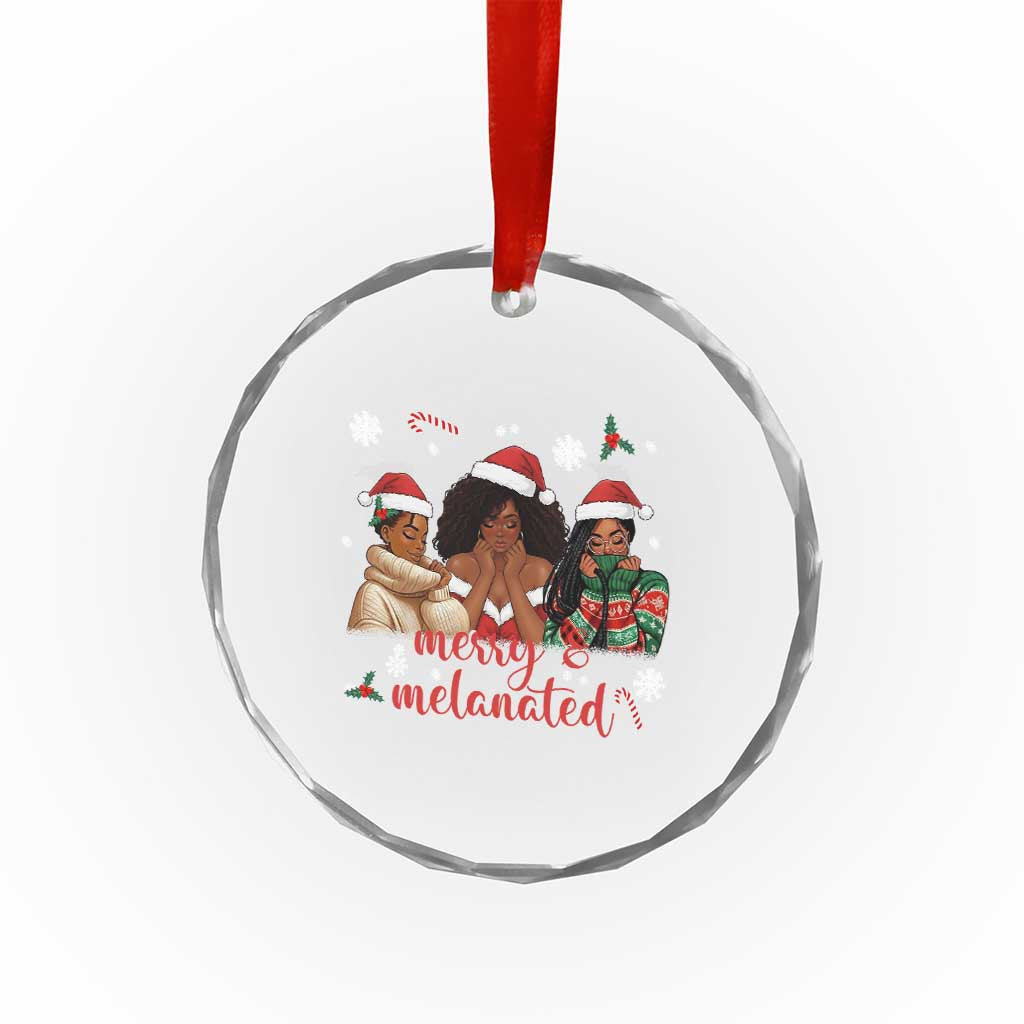 Melanin Christmas Crystal Glass Ornament Merry And Melanated Holiday Gift For Girl TS12 Print Your Wear
