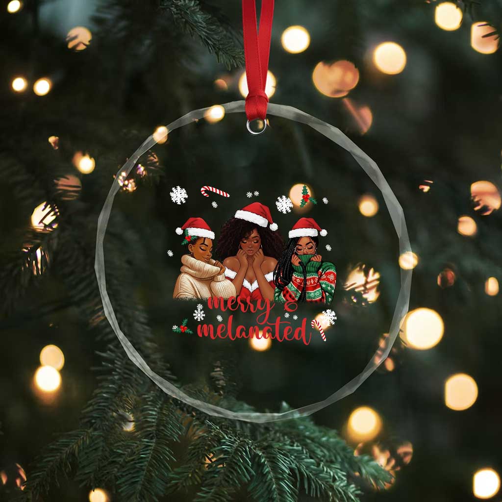 Melanin Christmas Crystal Glass Ornament Merry And Melanated Holiday Gift For Girl TS12 Print Your Wear