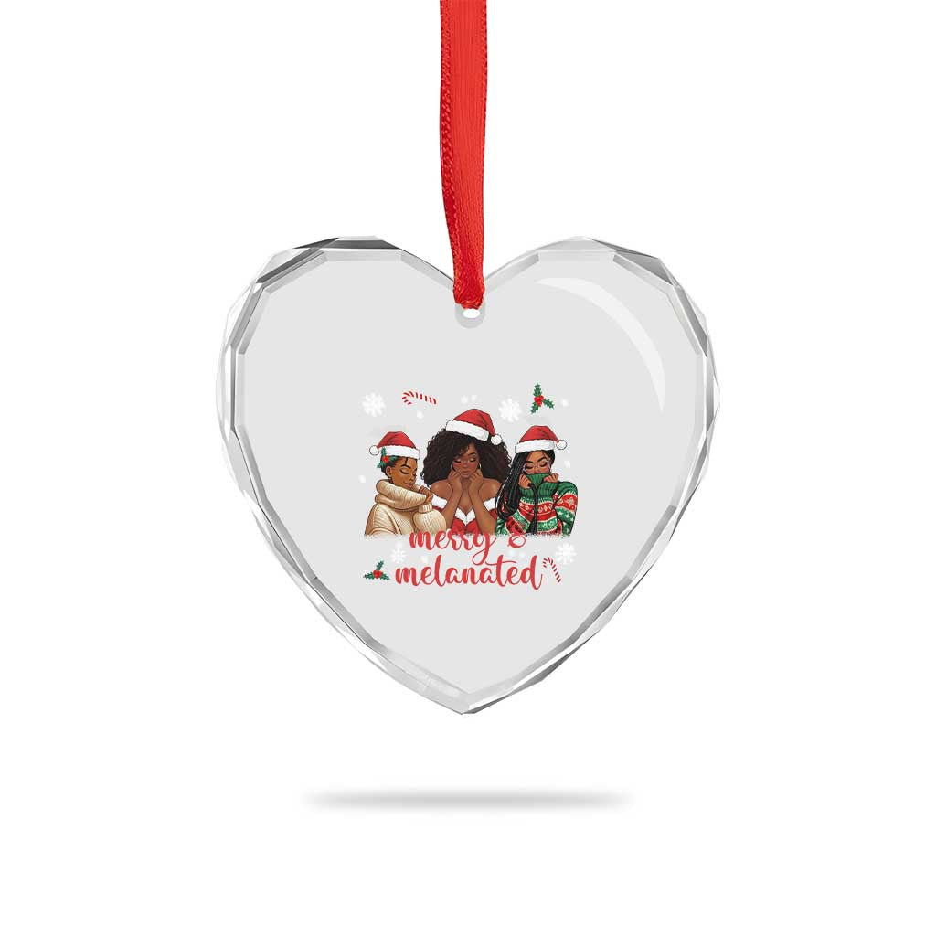 Melanin Christmas Heart Crystal Glass Ornament Merry And Melanated Holiday Gift For Girl TS12 Print Your Wear