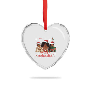 Melanin Christmas Heart Crystal Glass Ornament Merry And Melanated Holiday Gift For Girl TS12 Print Your Wear
