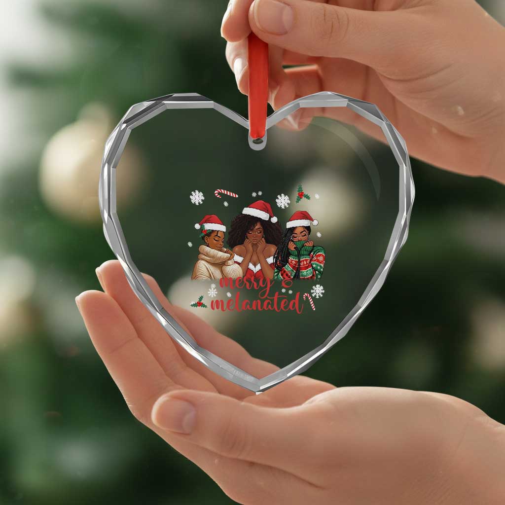 Melanin Christmas Heart Crystal Glass Ornament Merry And Melanated Holiday Gift For Girl TS12 Print Your Wear