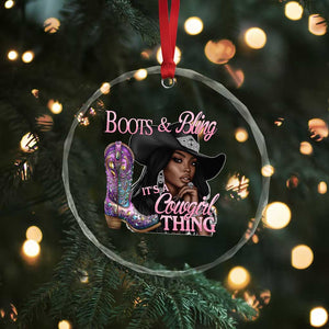 Melanin Cowgirl Crystal Glass Ornament Boots & Bling its a Cowgirl Thing Black Cowgirl Melanin TS02 Print Your Wear