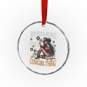 Melanin Cowgirl Crystal Glass Ornament Boots & Bling It's A Cowgirl Thing Black History TS02 Print Your Wear