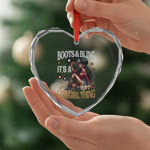 Melanin Cowgirl Heart Crystal Glass Ornament Boots & Bling It's A Cowgirl Thing Black History TS02 Print Your Wear