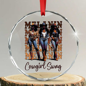 Melanin Cowgirl Swag Crystal Glass Ornament African American Cowgirls Black History Pride - Print Your Wear