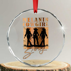 Melanin Cowgirl Swag Crystal Glass Ornament African American Cowgirls Black History Pride Retro - Print Your Wear