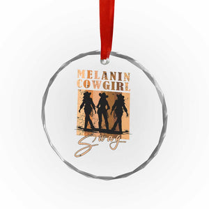 Melanin Cowgirl Swag Crystal Glass Ornament African American Cowgirls Black History Pride Retro - Print Your Wear