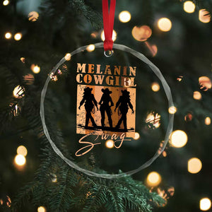 Melanin Cowgirl Swag Crystal Glass Ornament African American Cowgirls Black History Pride Retro - Print Your Wear