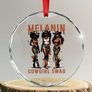 Melanin Cowgirl Swag Crystal Glass Ornament Black Women Western Pride TS10 Transparent Glass 3'' Circle Print Your Wear