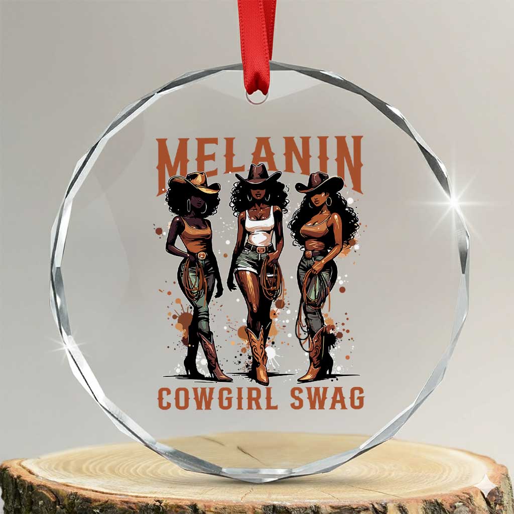 Melanin Cowgirl Swag Crystal Glass Ornament Black Women Western Pride TS10 Transparent Glass 3'' Circle Print Your Wear