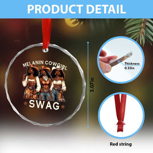 Melanin Cowgirl Swag Crystal Glass Ornament Cool African American Cowgirls Black History TS02 Print Your Wear