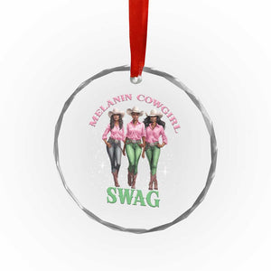 Melanin Cowgirl Swag Crystal Glass Ornament Pink Green African American Cowgirls Black History - Print Your Wear