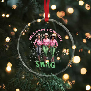 Melanin Cowgirl Swag Crystal Glass Ornament Pink Green African American Cowgirls Black History - Print Your Wear