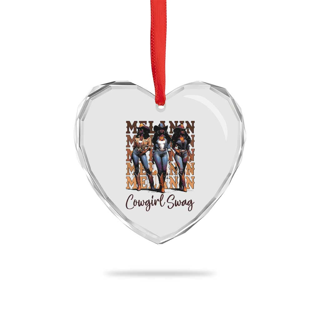 Melanin Cowgirl Swag Heart Crystal Glass Ornament African American Cowgirls Black History Pride TS02 Print Your Wear