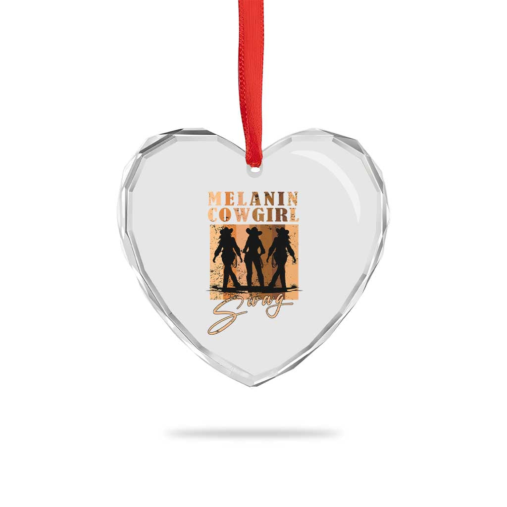 Melanin Cowgirl Swag Heart Crystal Glass Ornament African American Cowgirls Black History Pride Retro TS02 Print Your Wear