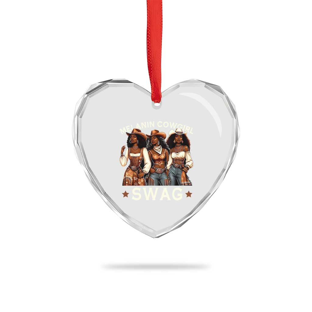 Melanin Cowgirl Swag Heart Crystal Glass Ornament Cool African American Cowgirls Black History TS02 Print Your Wear
