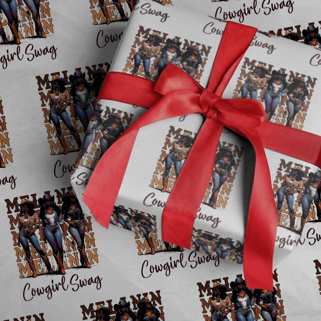 Melanin Cowgirl Swag Wrapping Paper Roll African American Cowgirls Black History Pride TS02 White Print Your Wear