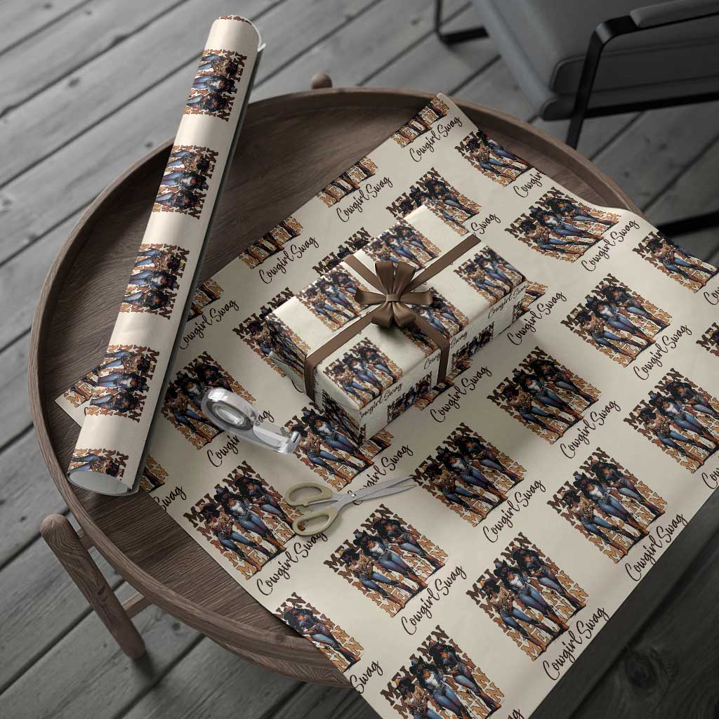 Melanin Cowgirl Swag Wrapping Paper Roll African American Cowgirls Black History Pride TS02 Beige Print Your Wear