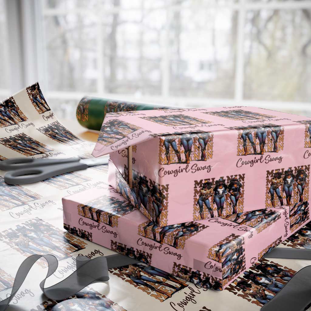 Melanin Cowgirl Swag Wrapping Paper Roll African American Cowgirls Black History Pride TS02 Light Pink Print Your Wear