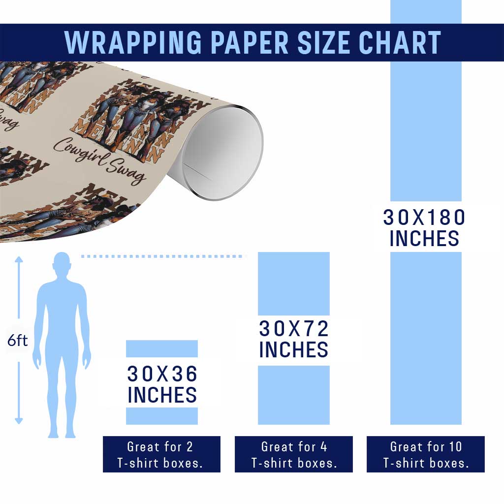 Melanin Cowgirl Swag Wrapping Paper Roll African American Cowgirls Black History Pride TS02 Print Your Wear