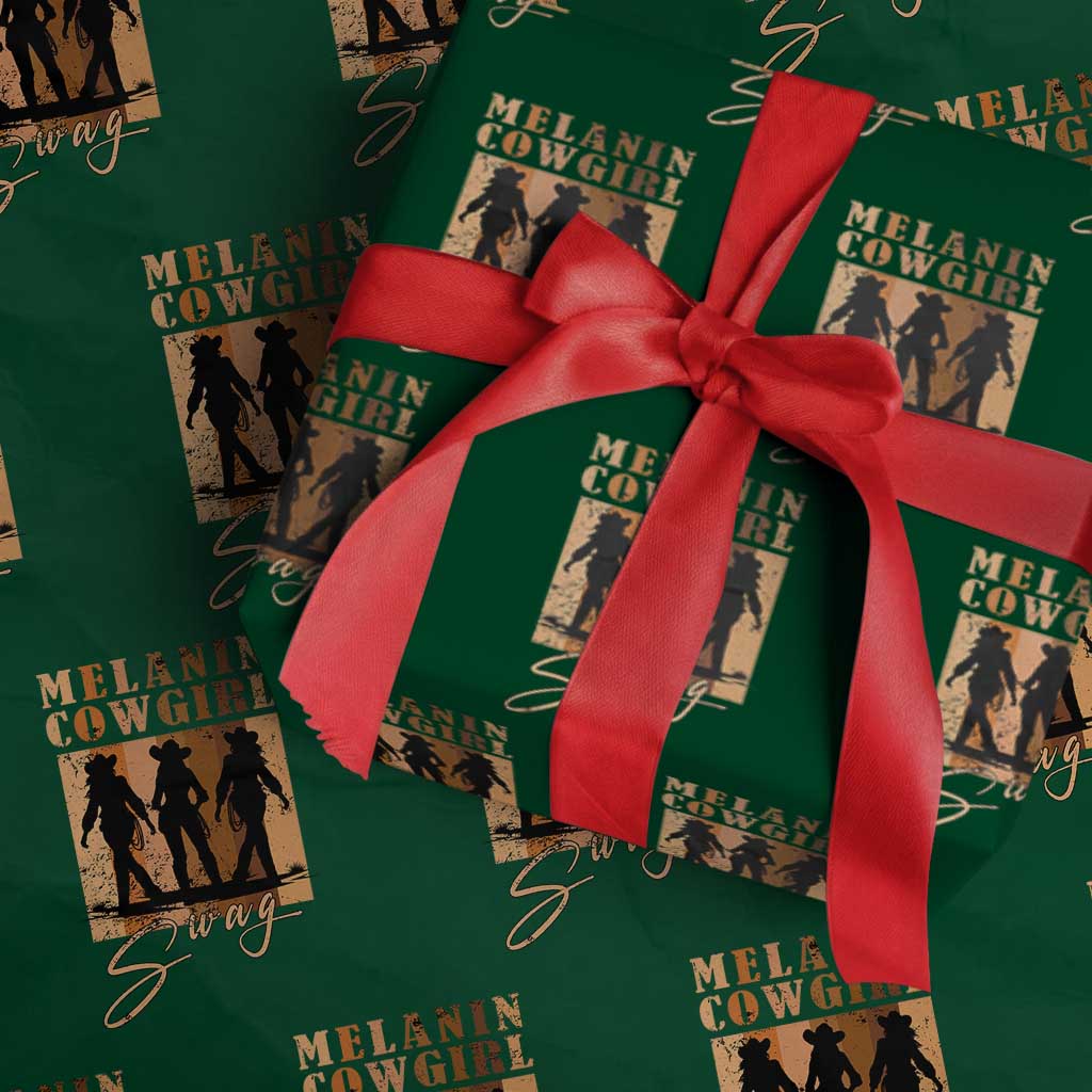 Melanin Cowgirl Swag Wrapping Paper Roll African American Cowgirls Black History Pride Retro TS02 Green Print Your Wear