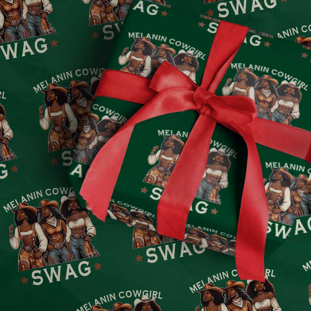 Melanin Cowgirl Swag Wrapping Paper Roll Cool African American Cowgirls Black History TS02 Green Print Your Wear
