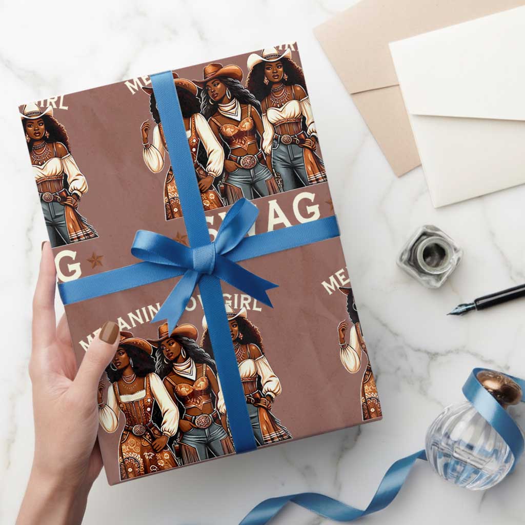 Melanin Cowgirl Swag Wrapping Paper Roll Cool African American Cowgirls Black History TS02 Mocha Print Your Wear