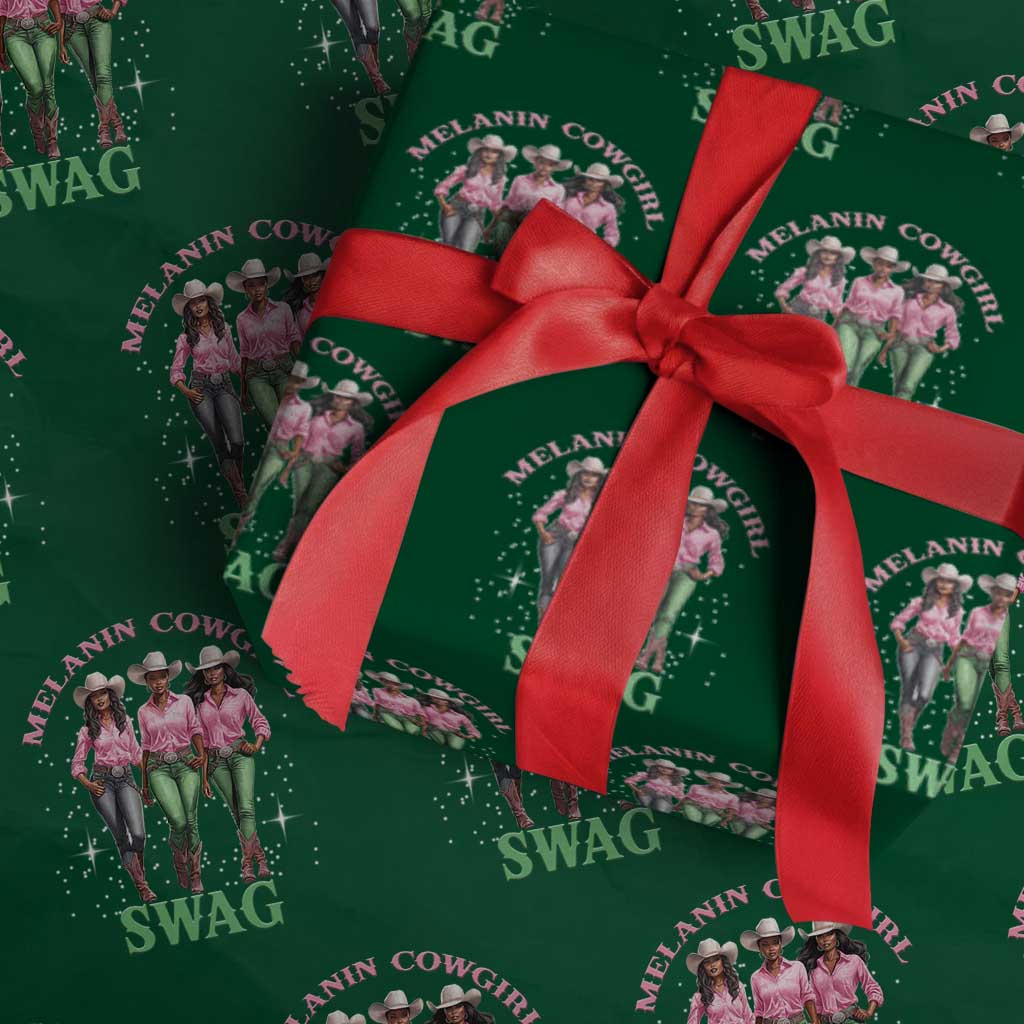 Melanin Cowgirl Swag Wrapping Paper Roll Pink Green African American Cowgirls Black History TS02 Green Print Your Wear