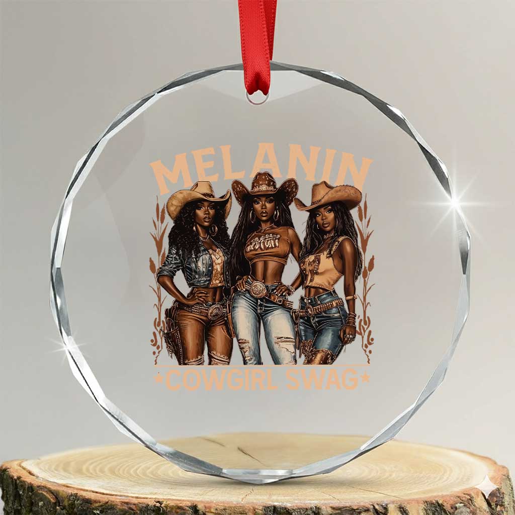 Melanin Cowgirls Crystal Glass Ornament Black History Month African Melanin Pride TS10 Transparent Glass 3'' Circle Print Your Wear