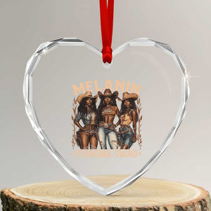 Melanin Cowgirls Heart Crystal Glass Ornament Black History Month African Melanin Pride TS10 Transparent Glass 3'' Heart Print Your Wear