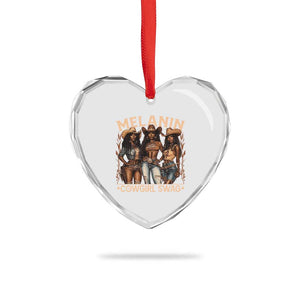 Melanin Cowgirls Heart Crystal Glass Ornament Black History Month African Melanin Pride TS10 Print Your Wear