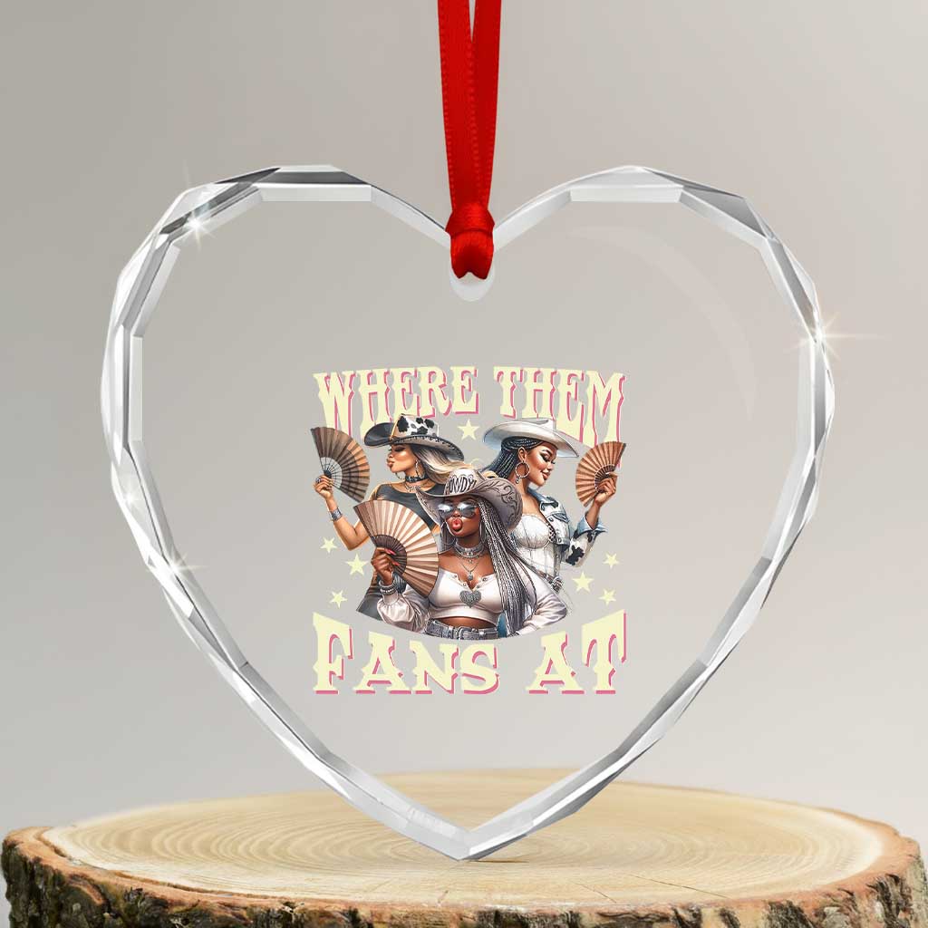 Melanin Cowgirls Heart Crystal Glass Ornament Where Them Fans At Country Life Women Girls TS02 Transparent Glass 3'' Heart Print Your Wear