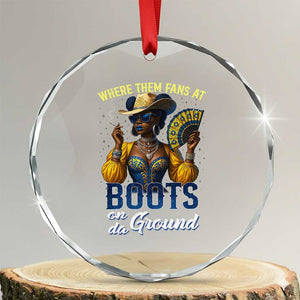 Melanin Cowgirls Linedance Crystal Glass Ornament Where Them Fans At Boots On Da Ground TS02 Transparent Glass 3'' Circle Print Your Wear