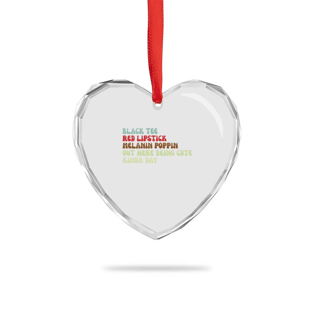 Melanin Poppin Black Girl Pride Heart Crystal Glass Ornament Funny Juneteenth Saying Afro Black Women Queen TS10 Print Your Wear