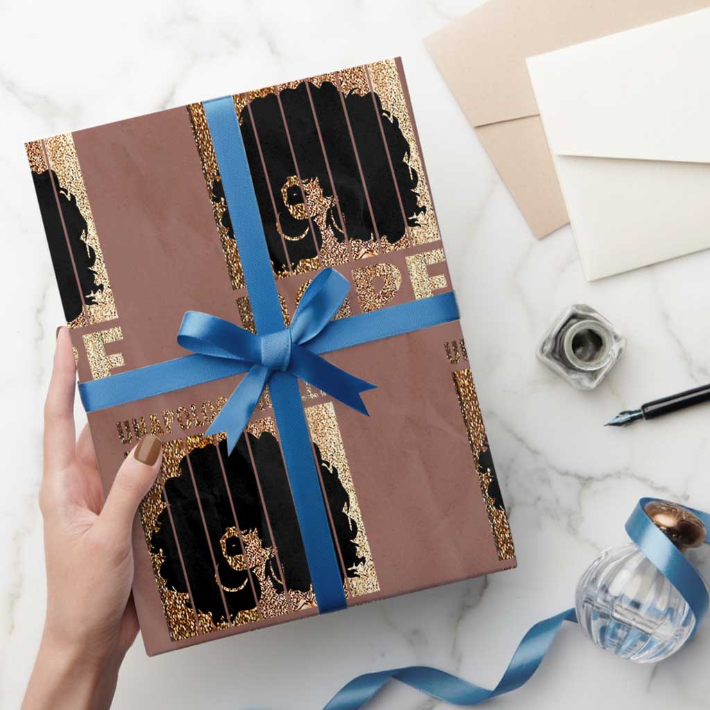 Melanin Queen Glitter Print Wrapping Paper Roll Unapologetically Dope TS12 Mocha Print Your Wear