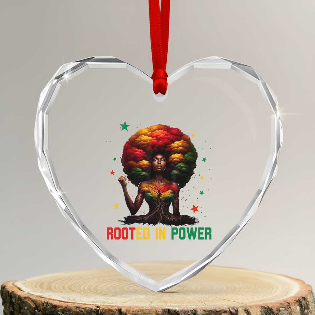 Melanin Queen Rooted In Power Heart Crystal Glass Ornament African American Afro Tree Of Life TS12 Transparent Glass 3'' Heart Print Your Wear