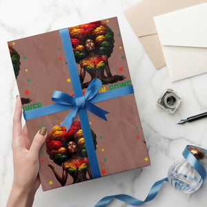 Melanin Queen Rooted In Power Wrapping Paper Roll African American Afro Tree Of Life TS12 Mocha Print Your Wear
