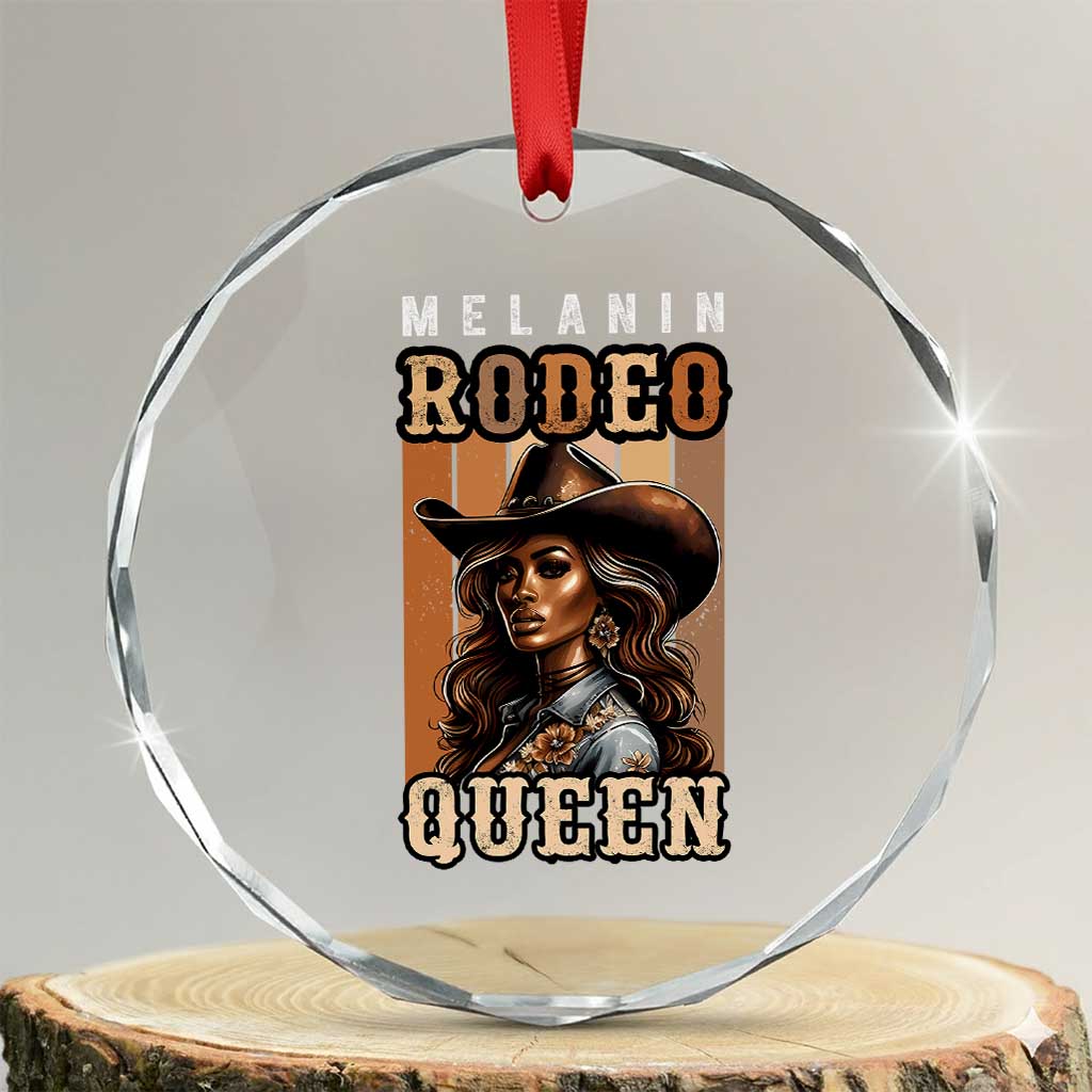 Melanin Rodeo Queen Crystal Glass Ornament African American Melanin Black Cowgirl TS11 Transparent Glass 3'' Circle Print Your Wear