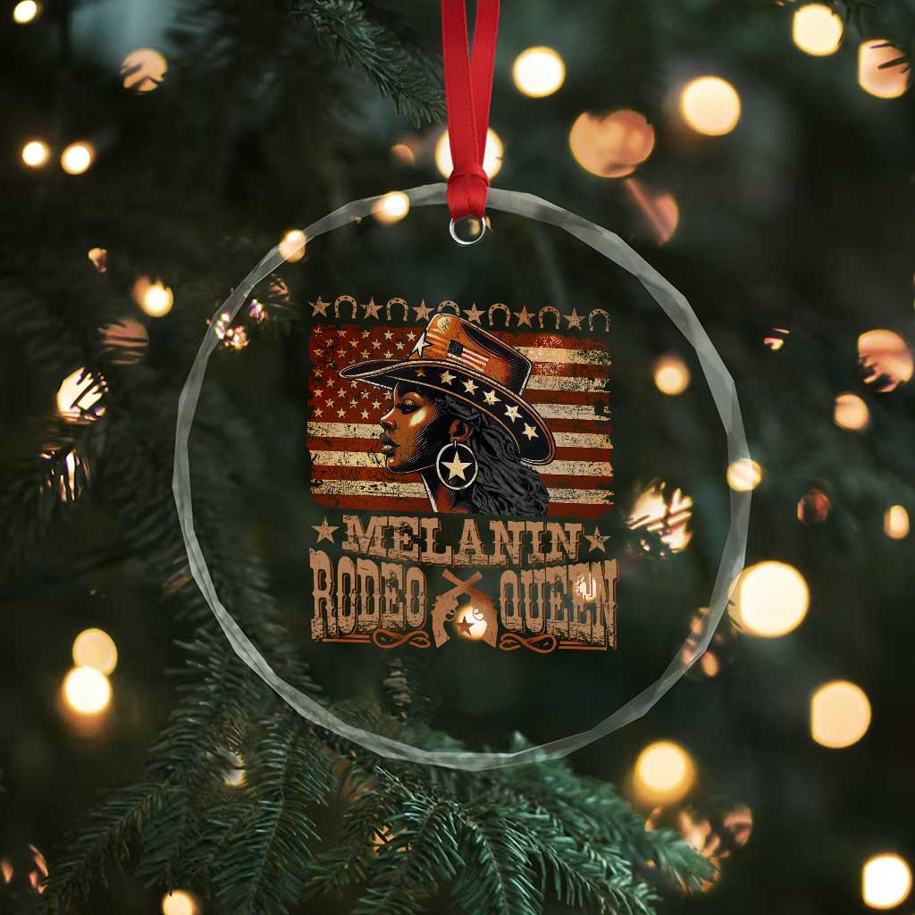 Melanin Rodeo Queen Crystal Glass Ornament Black Cowgirl Vintage American Flag TS11 Print Your Wear