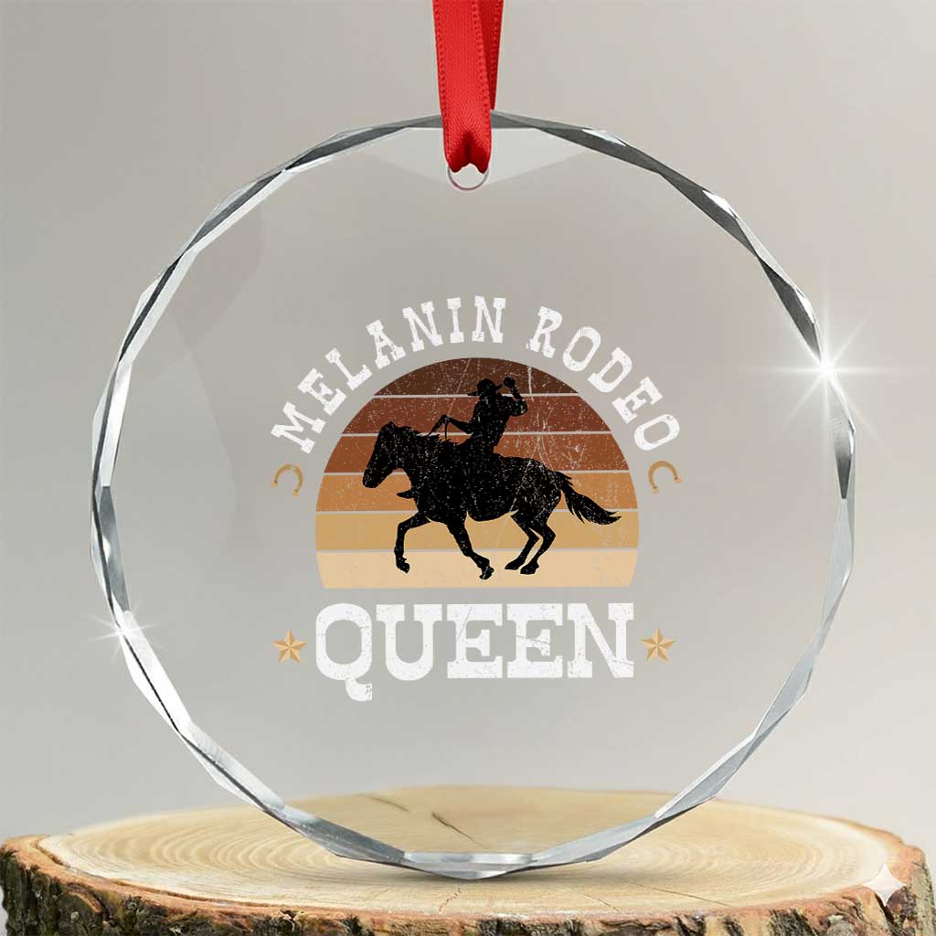 Melanin Rodeo Queen Crystal Glass Ornament Cowgirl Riding Horse African American Cowgirls Retro TS02 Transparent Glass 3'' Circle Print Your Wear