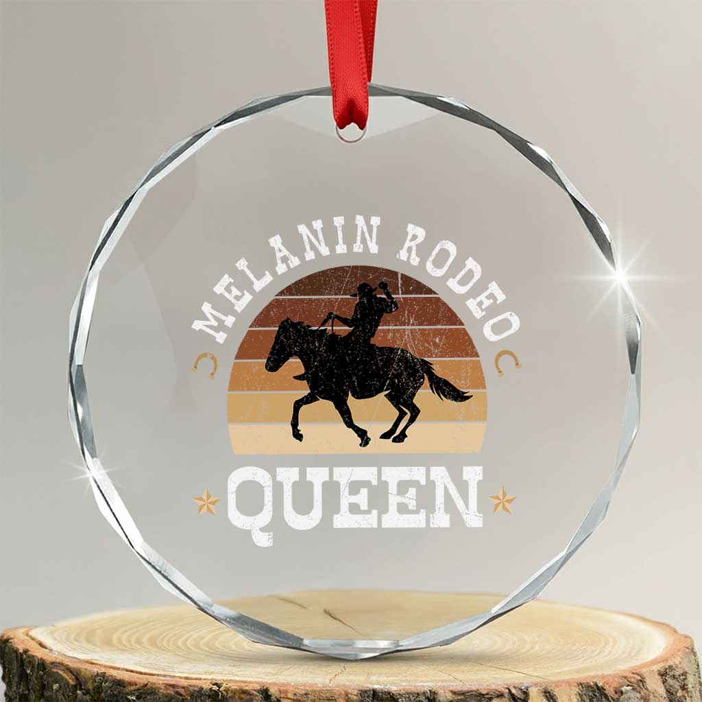 Melanin Rodeo Queen Crystal Glass Ornament Cowgirl Riding Horse African American Cowgirls Retro TS02 Transparent Glass 3'' Circle Print Your Wear